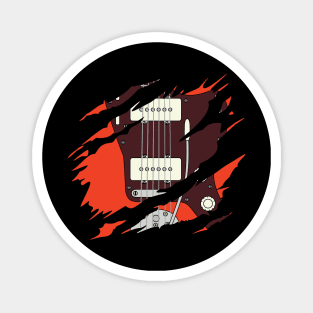 Ripped Electric Guitar Offset Style Red Color Magnet
